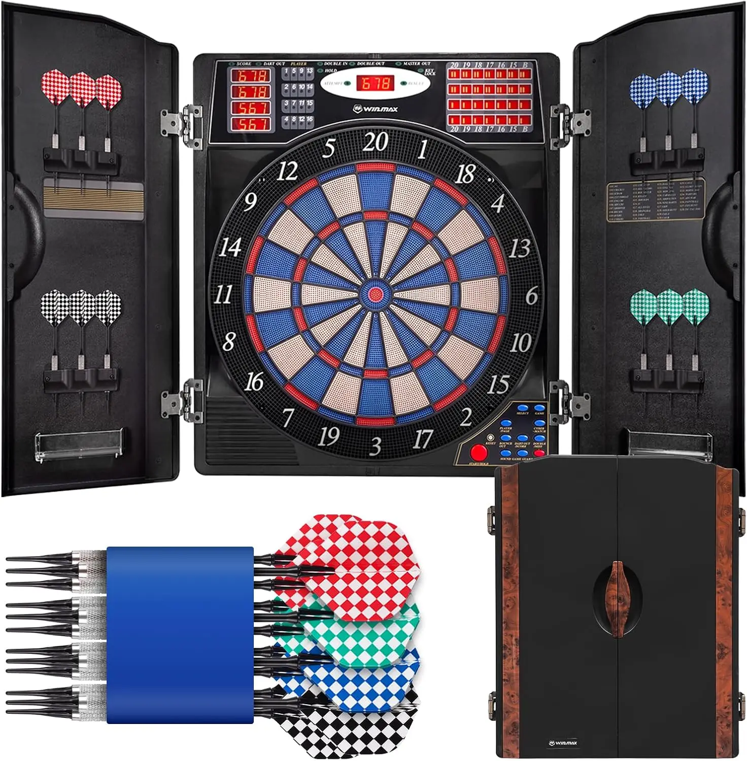 Electronic Dartboard Cabinet - مجموعة لوحة رمي السهام الإلكترونية للبالغين،