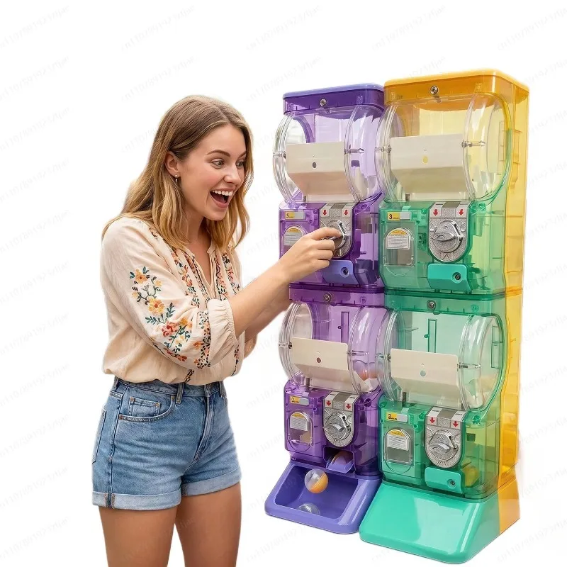 Arcade Vending Machine - آلة غاشابون شفافة بيضاء ذات طبقتين،