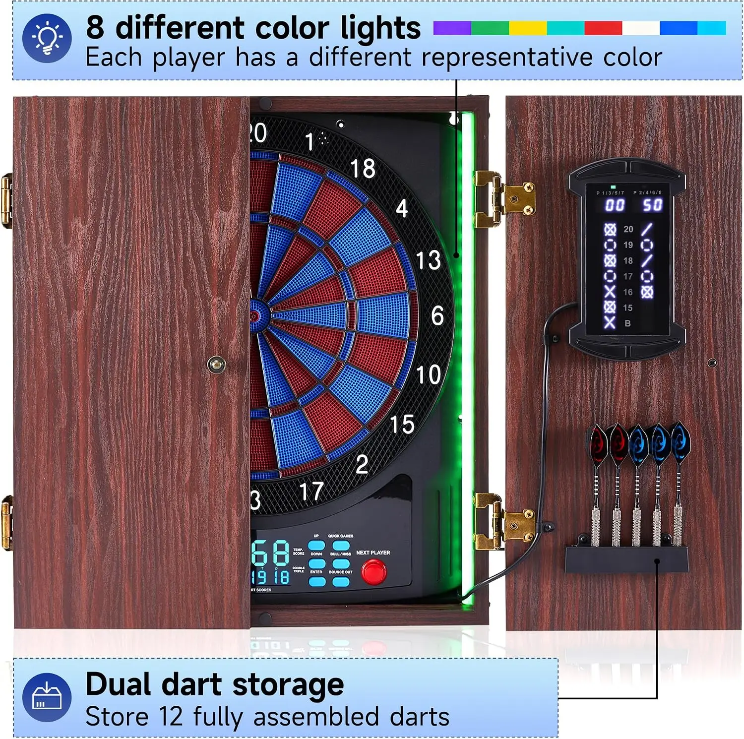 خزانة لوحة السهام الإلكترونية  - مراجعة Electronic Dartboard Cabinet وسعره