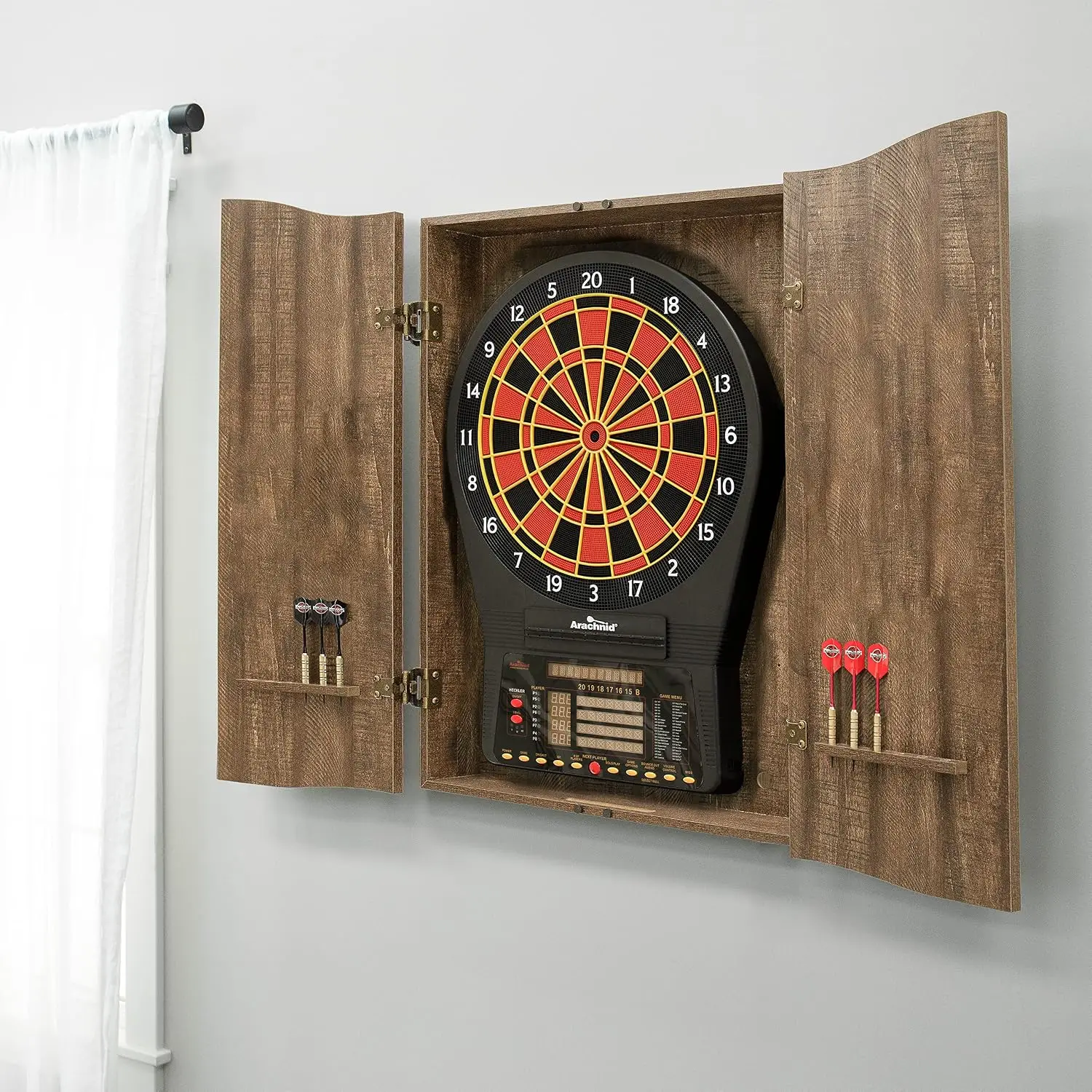 خزانة لوحة السهام الرياضية برا - مراجعة Electronic Dartboard Cabinet وسعره