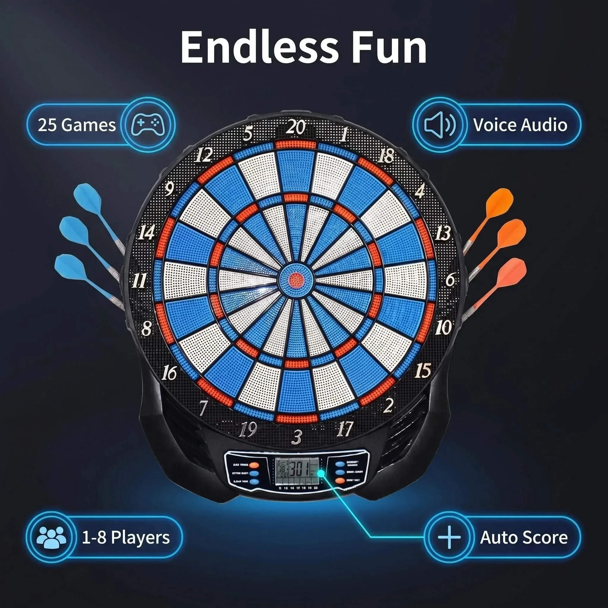 لوحة رمي السهام الإلكترونية ال - مراجعة Electronic Dartboard Cabinet وسعره